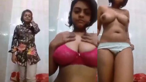 Desi dusky girl showing big boobs and hairy pussy nude mms