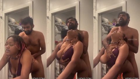 Indian man drilling hard his African gf's pussy