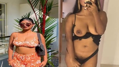 Big boobs Instagram influencer striptease nude
