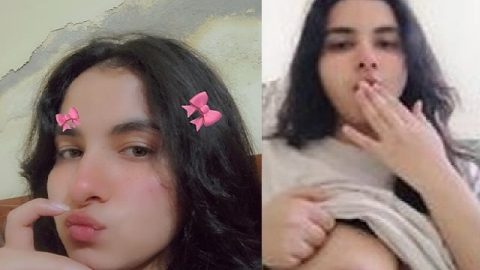 Desi beauty lifting bra one side boob show viral MMS