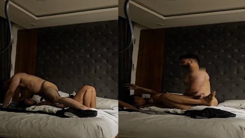 Hunk male guy fucking mouth and pussy of slutty viral girl