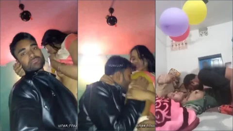 Desi girl birthday sex with boyfriend after party boobs sucking hard fucking