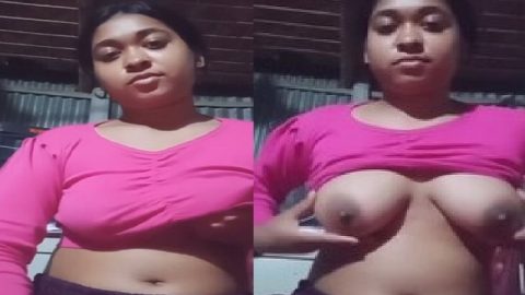 Village Bengali topless maal holding tender big coconuts