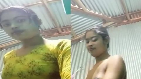 Village girl after bath asking sorry in nude MMS