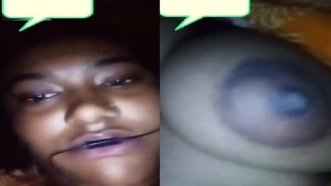 Village girl at night on video call shows nude body