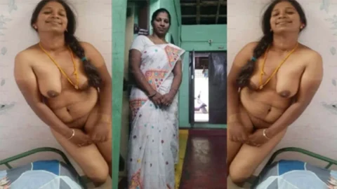 Tamil Aunty Nude Showing in the Bathroom 2
