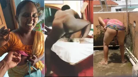 Tamil Aunty Boobs Pressed On Rooftop Threesome Fucking Video
