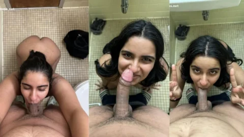 Extremely beautiful NRI babe sucking pics and video in bathroom with amazing eye contact