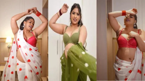 Model Anjali Gaud Hot Pink Saree Nude HD Porn