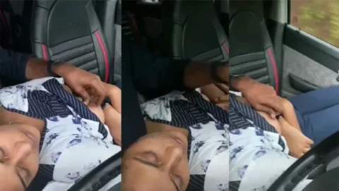 Cute Babe Boobs Pressed in Running car HD Porn