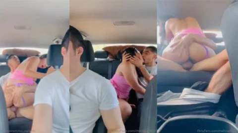 Cuck Husband Driving Backseat Sucking and Riding Stranger HD Porn