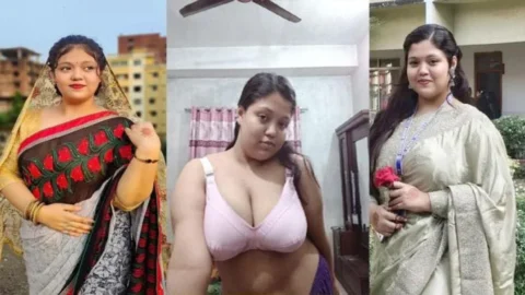 Sexy Milf Busty GF Saree Teasing Pressing Boobs Leak Desi Porn MMS