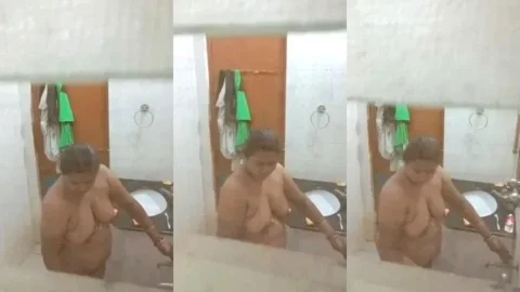 Desi Aunty's Nude Bath Secretly Recorded Leaked Hidden Cam Video MMS